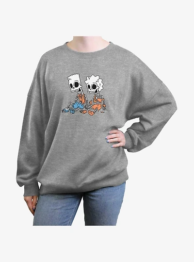 The Simpsons Skeleton Bart And Lisa Girls Oversized Sweatshirt