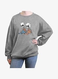 The Simpsons Skeleton Bart And Lisa Girls Oversized Sweatshirt