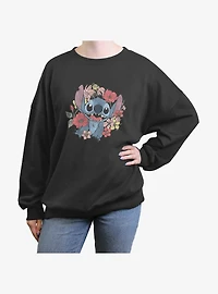 Disney Lilo & Stitch Floral Stitch Girls Oversized Sweatshirt