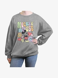 Disney Mickey Mouse Happy Mickey Girls Oversized Sweatshirt