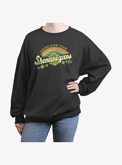 Dungeons & Dragons Here For Shenanigans Girls Oversized Sweatshirt