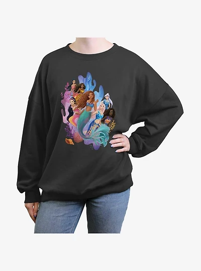 Disney The Little Mermaid Under The Sea Sisters Girls Oversized Sweatshirt