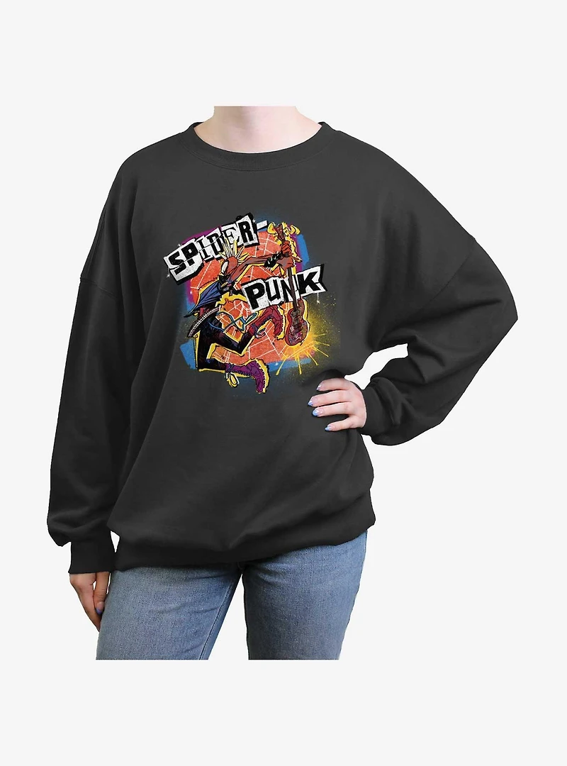 Marvel Spider-Man: Across The Spider-Verse Spider-Punk Guitar Slam Girls Oversized Sweatshirt