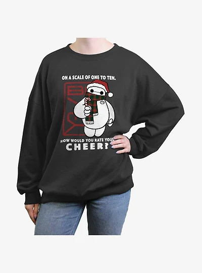 Disney Big Hero 6 Baymax Christmas Cheer Scale Womens Oversized Sweatshirt