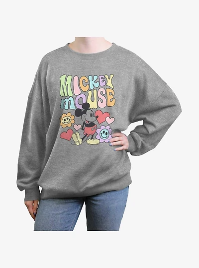 Disney Mickey Mouse Happy Womens Oversized Sweatshirt