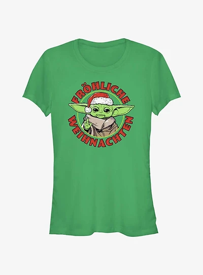 Star Wars The Mandalorian Grogu Merry Christmas In German Girls T-Shirt