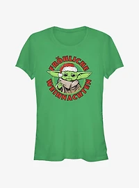 Star Wars The Mandalorian Grogu Merry Christmas In German Girls T-Shirt