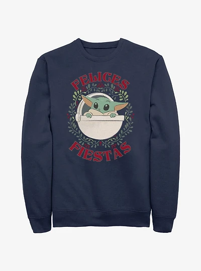 Star Wars The Mandalorian Grogu Wreath Happy Holidays In Spanish Sweatshirt