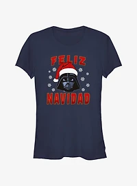 Star Wars Santa Vader Merry Christmas In Spanish Girls T-Shirt