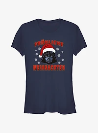 Star Wars Santa Vader Merry Christmas In German Girls T-Shirt