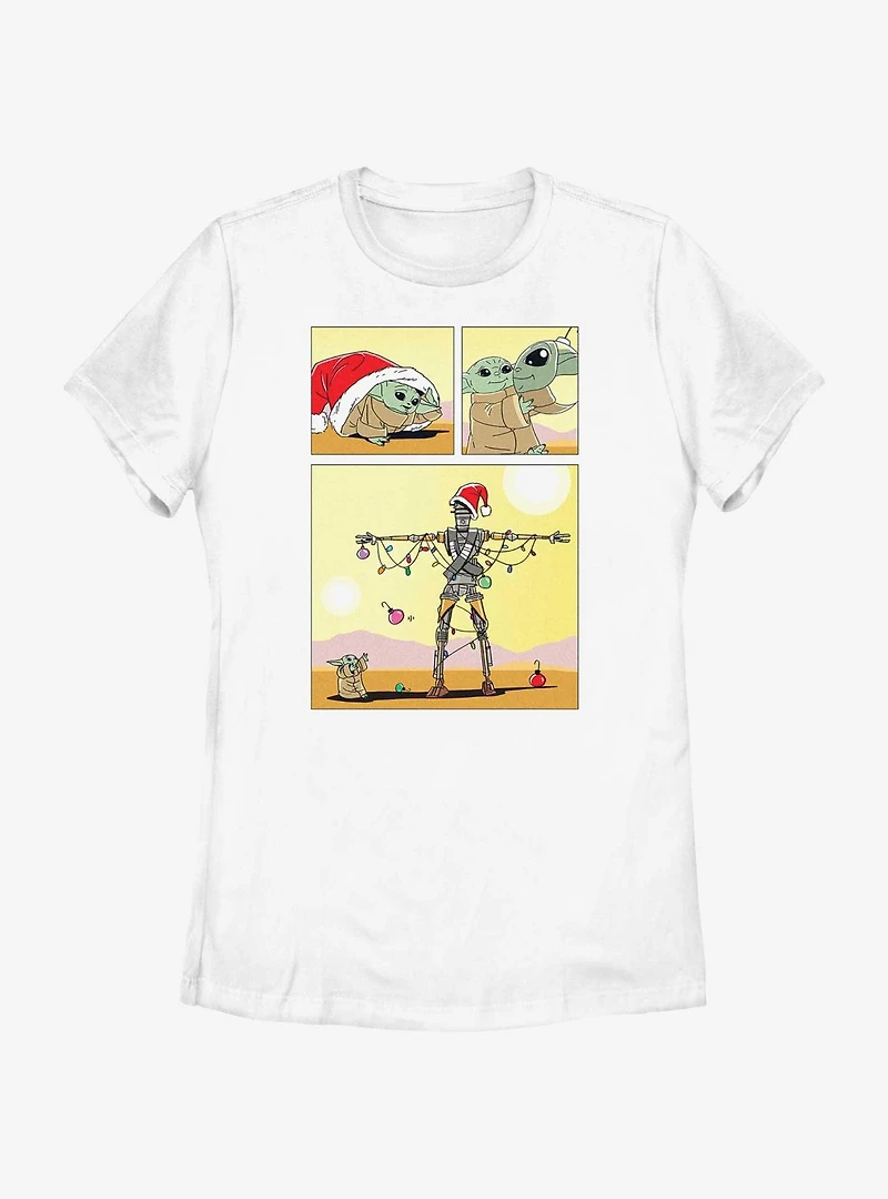 Star Wars The Mandalorian Grogu Christmas Comic Womens T-Shirt