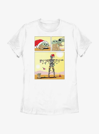 Star Wars The Mandalorian Grogu Christmas Comic Womens T-Shirt