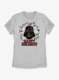 Star Wars Vader Lights Happy Holidays Womens T-Shirt