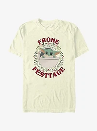 Star Wars The Mandalorian Grogu Wreath Happy Holidays In German T-Shirt