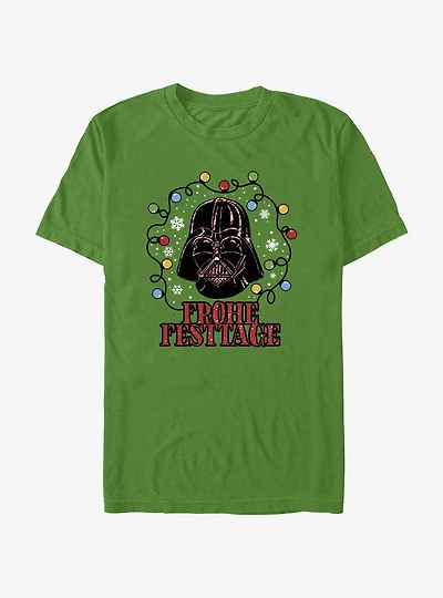 Star Wars Vader Lights Happy Holidays In German T-Shirt