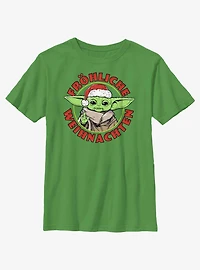 Star Wars The Mandalorian Grogu Merry Christmas German Youth T-Shirt