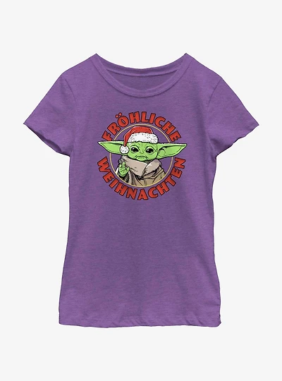 Star Wars The Mandalorian Grogu Merry Christmas German Youth Girls T-Shirt