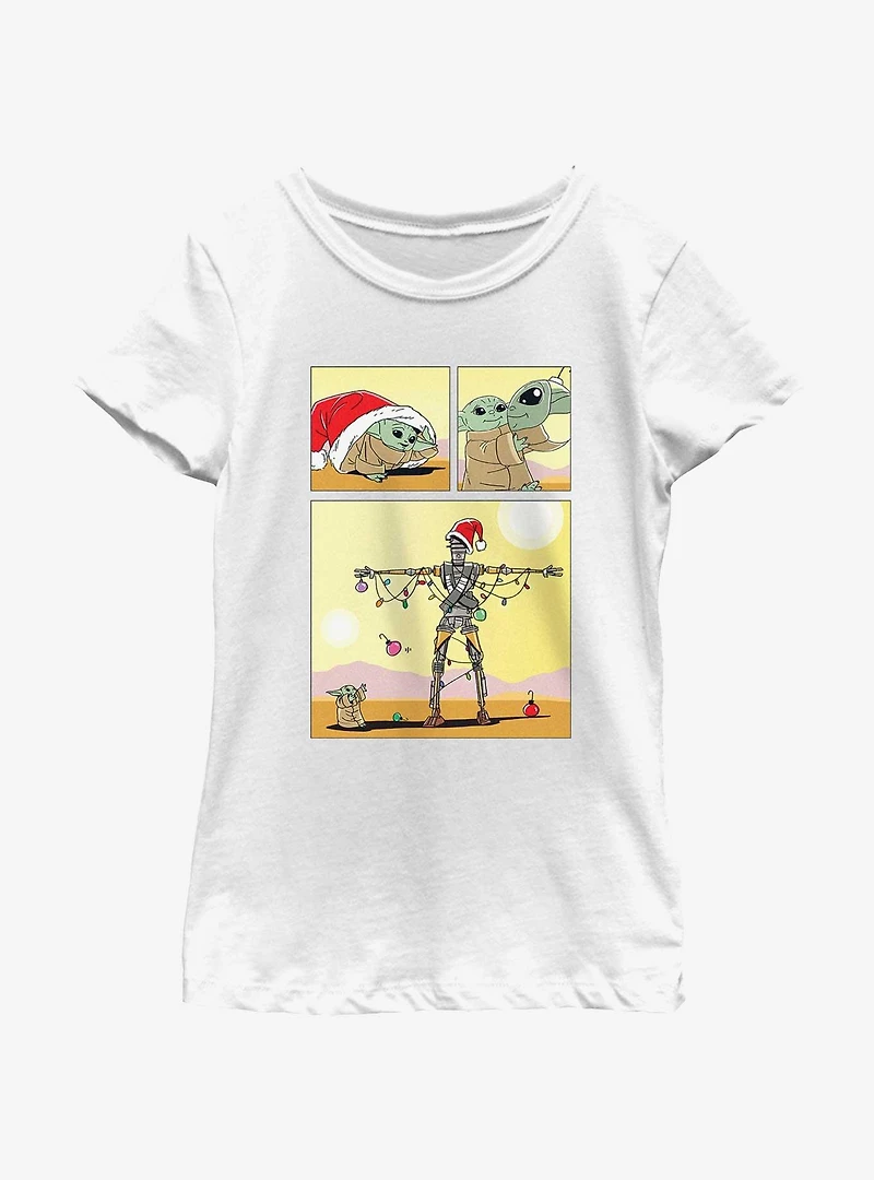 Star Wars The Mandalorian Grogu Christmas Comic Youth Girls T-Shirt
