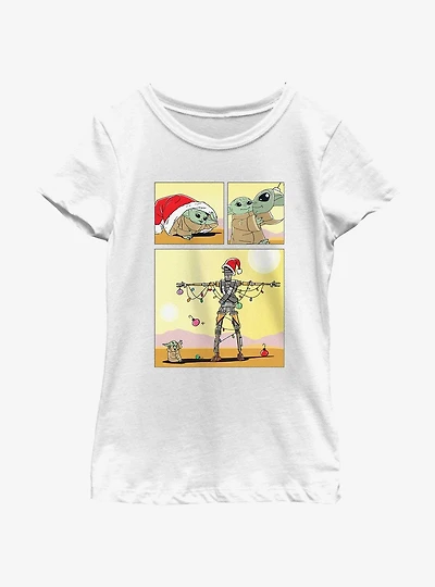 Star Wars The Mandalorian Grogu Christmas Comic Youth Girls T-Shirt