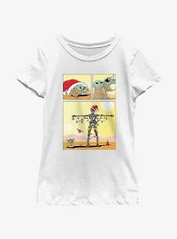Star Wars The Mandalorian Grogu Christmas Comic Youth Girls T-Shirt