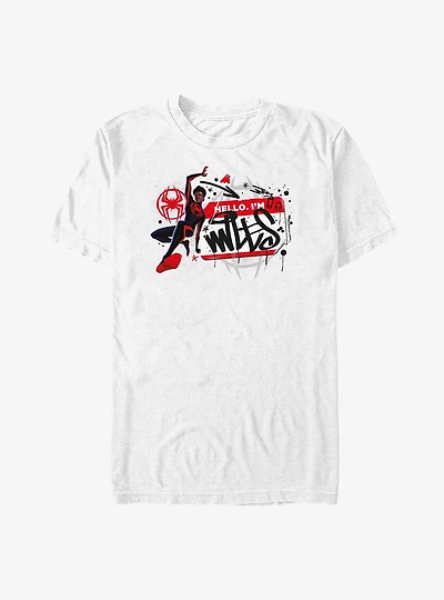 Marvel Spider-Man: Across the Spider-Verse Miles Name Tag Big & Tall T-Shirt
