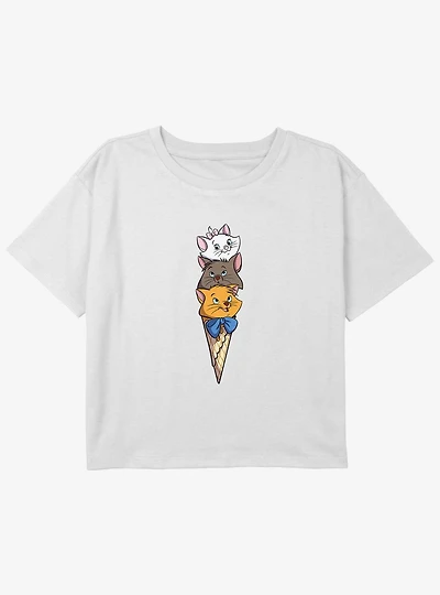 Disney The AristoCats Kitten Ice Cream Stack Girls Youth Crop T-Shirt