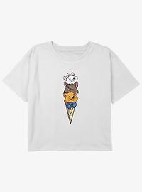 Disney The AristoCats Kitten Ice Cream Stack Girls Youth Crop T-Shirt