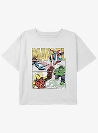 Marvel Avengers Hero Panels Girls Youth Crop T-Shirt