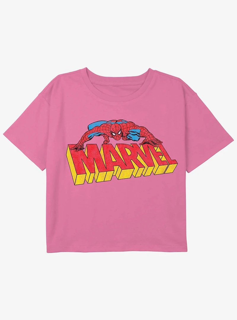 Marvel Spider-Man Spidey Logo Girls Youth Crop T-Shirt