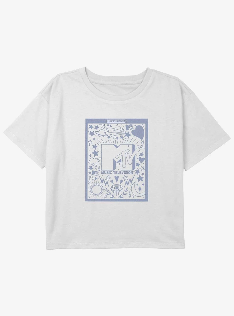 MTV Collage Logo Girls Youth Crop T-Shirt