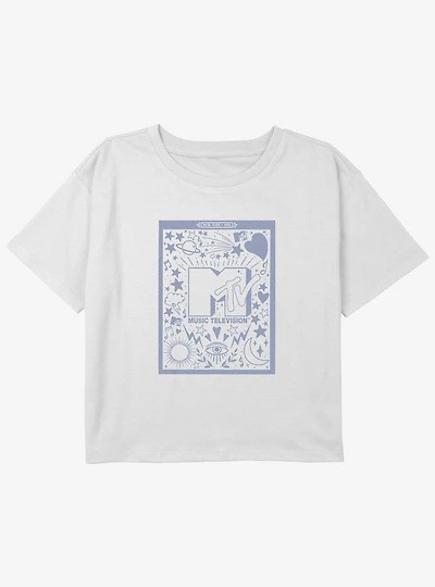 MTV Collage Logo Girls Youth Crop T-Shirt