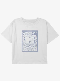 MTV Collage Logo Girls Youth Crop T-Shirt