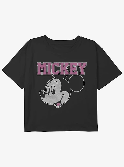 Disney Mickey Mouse Head Girls Youth Crop T-Shirt