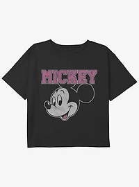 Disney Mickey Mouse Head Girls Youth Crop T-Shirt