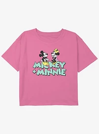 Disney Mickey Mouse Loves Minnie Girls Youth Crop T-Shirt