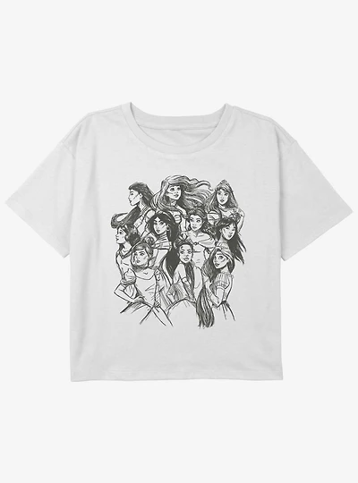 Disney Mulan Princesses Sketch Girls Youth Crop T-Shirt