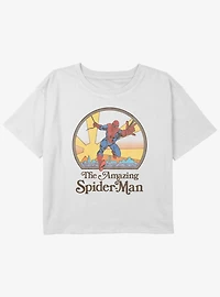Marvel Spider-Man Sunset Stroll Girls Youth Crop T-Shirt