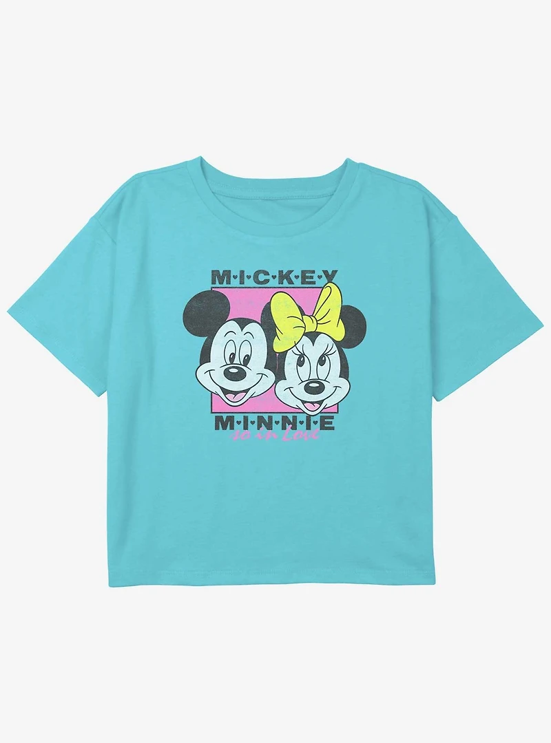 Disney Mickey Mouse And Minnie Girls Youth Crop T-Shirt