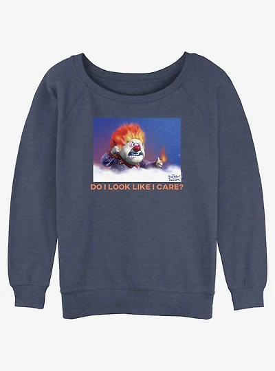 The Year Without a Santa Claus Heat Miser Do I Look Like I Care Meme Girls Slouchy Sweatshirt