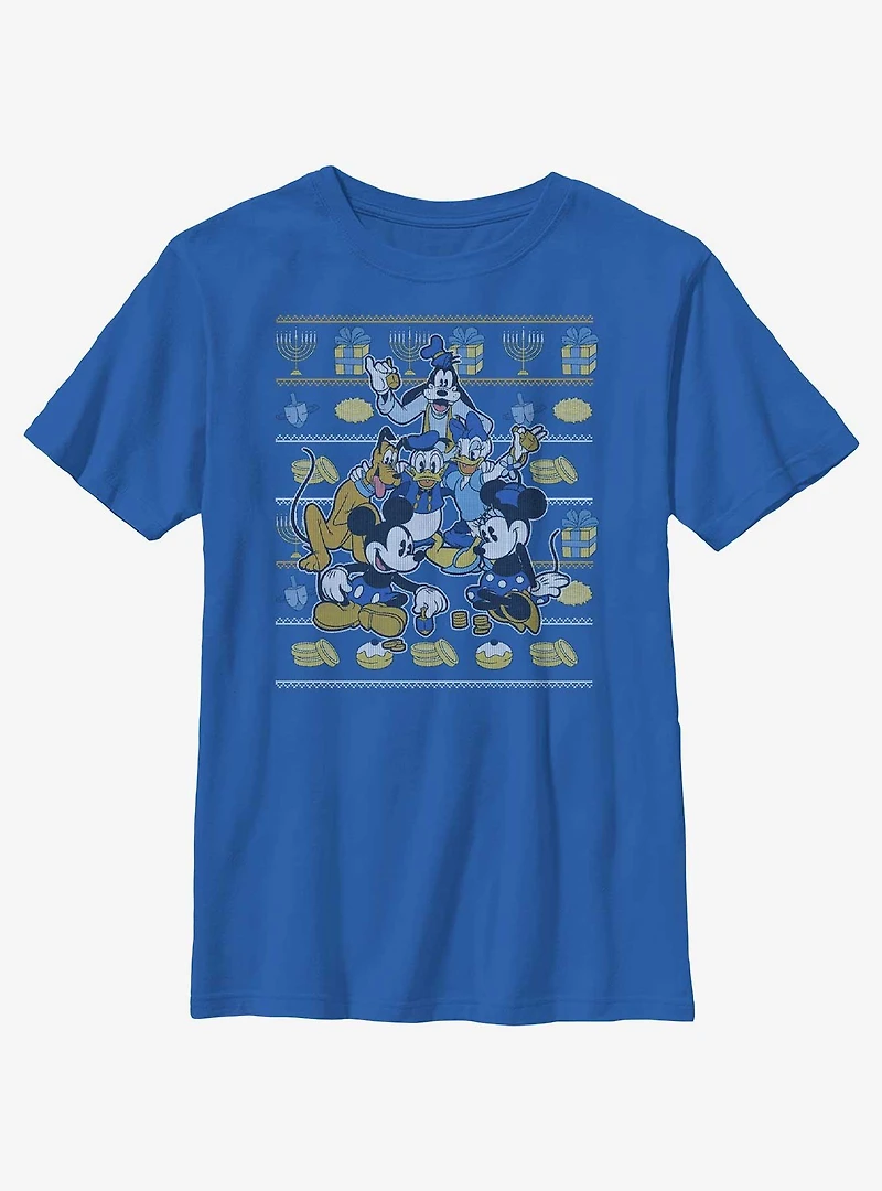 Disney Mickey Mouse Hanukkah Ugly Sweater Youth T-Shirt