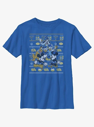 Disney Mickey Mouse Hanukkah Ugly Sweater Youth T-Shirt
