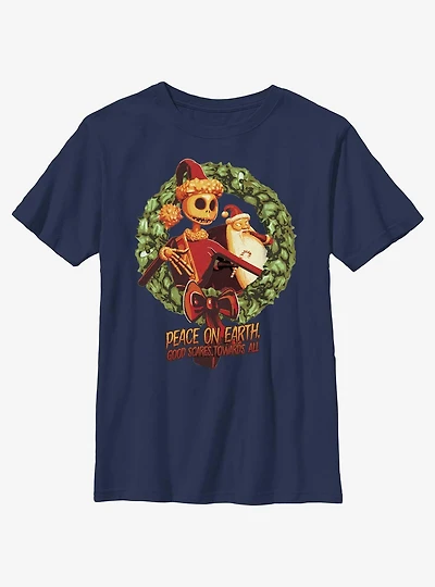 Disney Nightmare Before Christmas Peace On Earth Wreath Youth T-Shirt