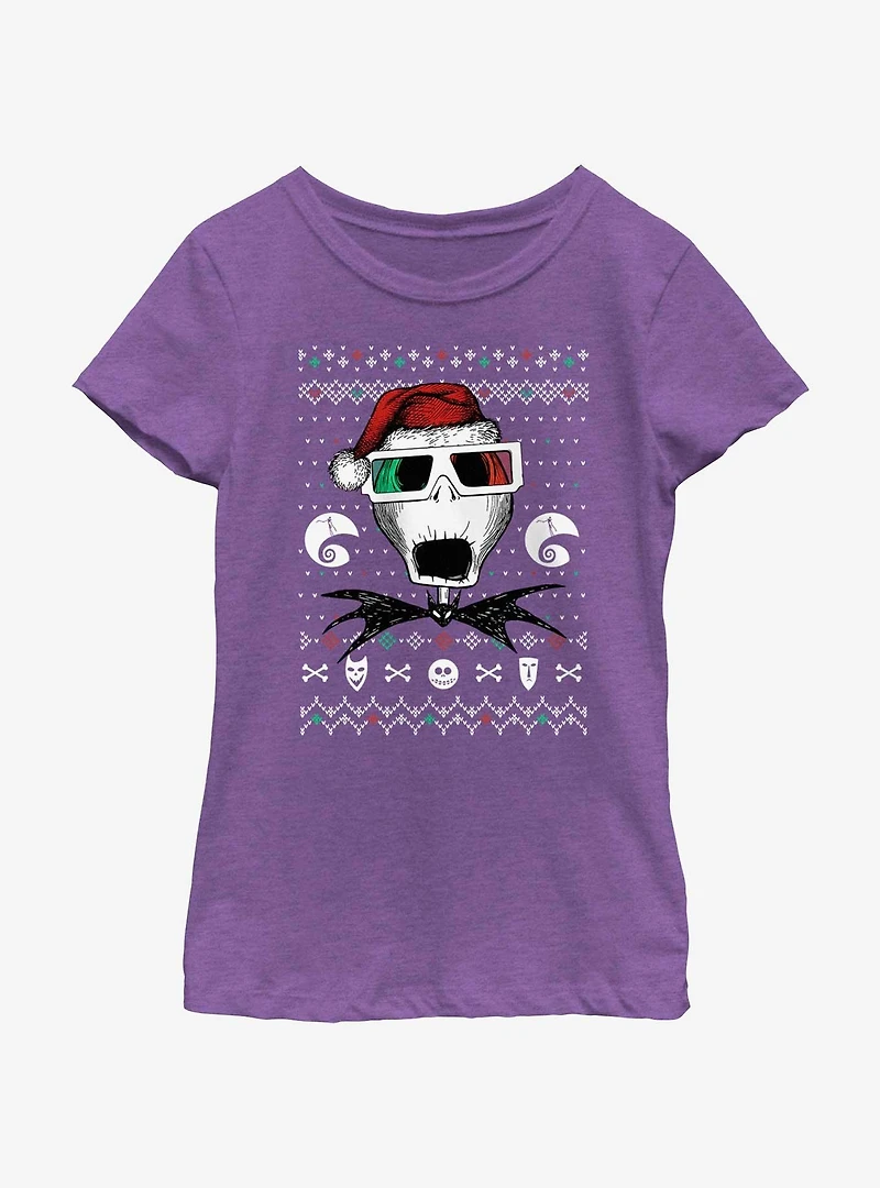 Disney Nightmare Before Christmas Ugly Holiday Jack Vision Youth Girls T-Shirt