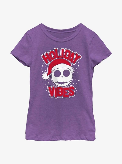 Disney Nightmare Before Christmas Holiday Vibes Jack Youth Girls T-Shirt