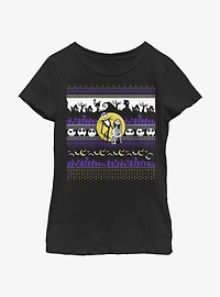 Disney Nightmare Before Christmas Jack And Sally Ugly Holiday Youth Girls T-Shirt