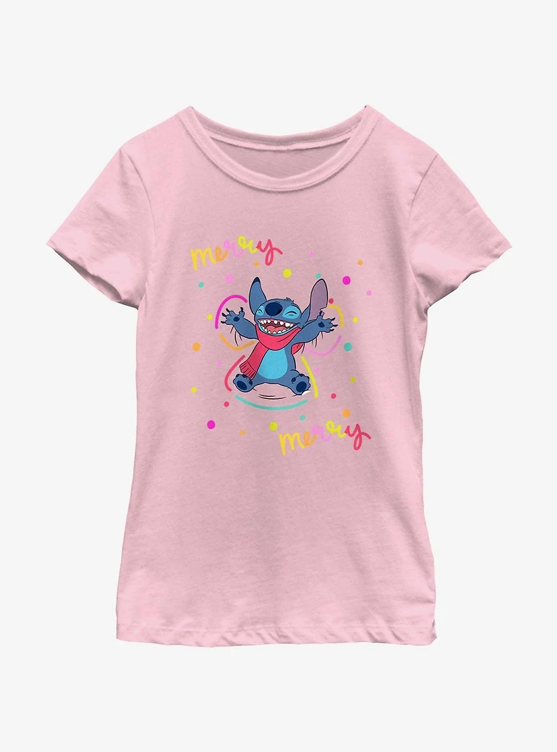 Disney Lilo & Stitch Merry Snow Angel Youth Girls T-Shirt