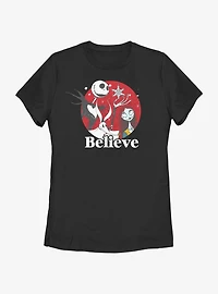 Disney Nightmare Before Christmas Jack And Sally Believe Womens T-Shirt