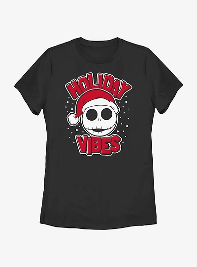 Disney Nightmare Before Christmas Holiday Vibes Jack Womens T-Shirt