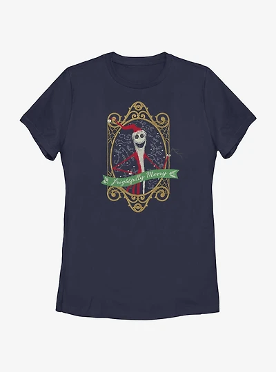 Disney Nightmare Before Christmas Frightfully Merry Womens T-Shirt