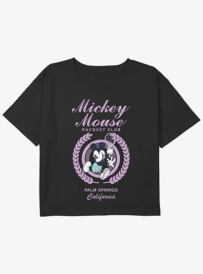 Disney Mickey Mouse Racquet Club Girls Youth Crop T-Shirt